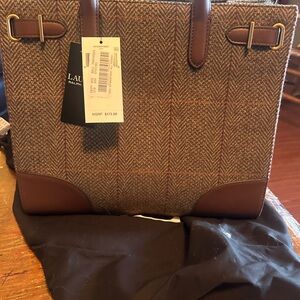 Lauren Ralph Lauren Brown Herringbone Bag